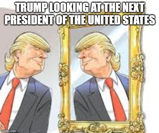 he gonna win | TRUMP LOOKING AT THE NEXT PRESIDENT OF THE UNITED STATES | image tagged in mirror,donald trump,funny,memes,election,2020 elections | made w/ Imgflip meme maker