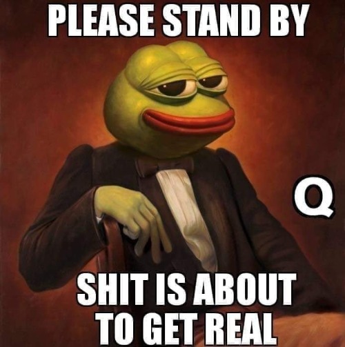 Please Stand By: Shit is About to Get Real | image tagged in qanon,rare pepe,pepe the frog,q,shtf | made w/ Imgflip meme maker