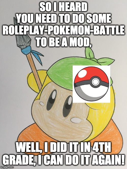 C'mon, who am I supposed to do it with? | SO I HEARD YOU NEED TO DO SOME ROLEPLAY-POKEMON-BATTLE TO BE A MOD, WELL, I DID IT IN 4TH GRADE, I CAN DO IT AGAIN! | made w/ Imgflip meme maker