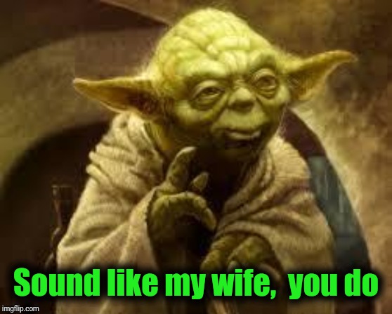 yoda | Sound like my wife,  you do | image tagged in yoda | made w/ Imgflip meme maker