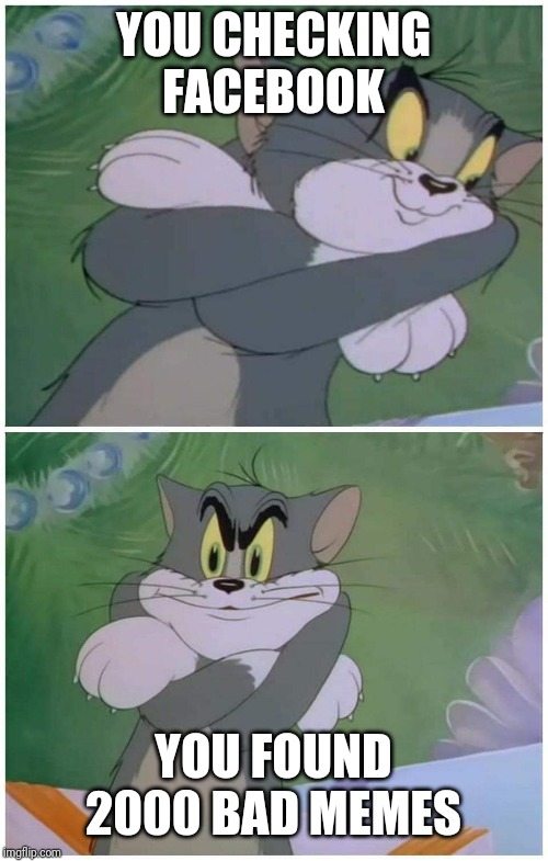 Tom and jerry | YOU CHECKING FACEBOOK; YOU FOUND 2000 BAD MEMES | image tagged in tom and jerry | made w/ Imgflip meme maker