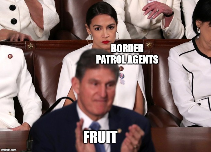 Alexandria Ocasio-Cortez State of the union scowl | BORDER PATROL AGENTS; FRUIT | image tagged in alexandria ocasio-cortez state of the union scowl | made w/ Imgflip meme maker