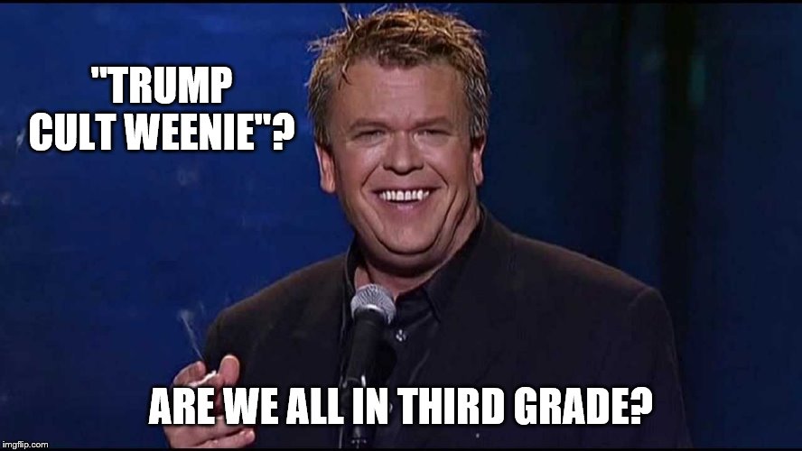 Ron White | "TRUMP CULT WEENIE"? ARE WE ALL IN THIRD GRADE? | image tagged in ron white | made w/ Imgflip meme maker