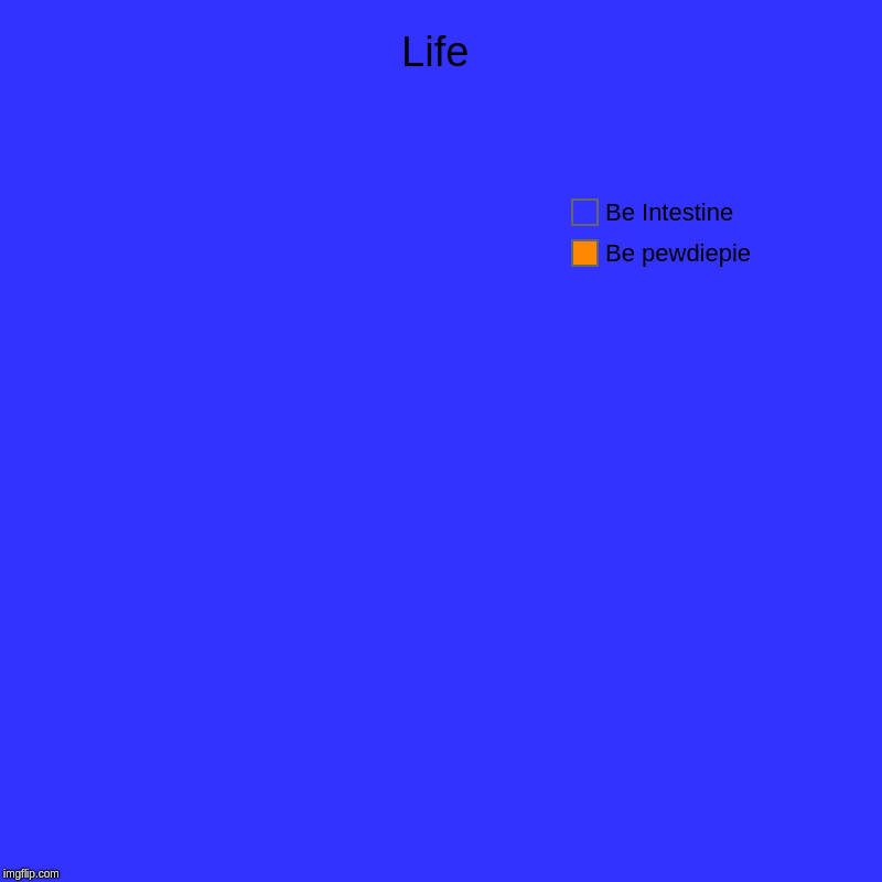 Life | Be pewdiepie, Be Intestine | image tagged in charts,pie charts | made w/ Imgflip chart maker