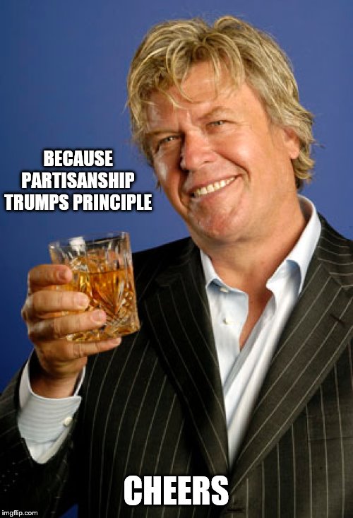 Ron White 2 | BECAUSE PARTISANSHIP TRUMPS PRINCIPLE CHEERS | image tagged in ron white 2 | made w/ Imgflip meme maker