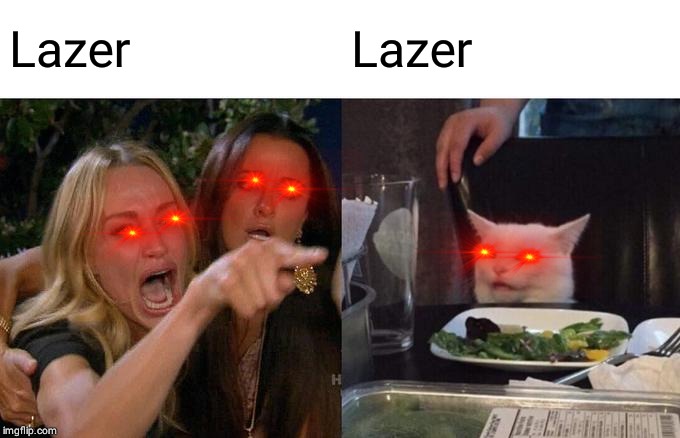 Woman Yelling At Cat | Lazer; Lazer | image tagged in memes,woman yelling at cat | made w/ Imgflip meme maker