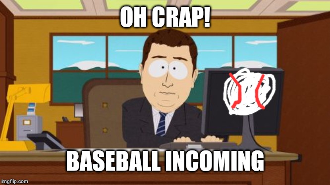 Aaaaand Its Gone | OH CRAP! BASEBALL INCOMING | image tagged in memes,aaaaand its gone | made w/ Imgflip meme maker