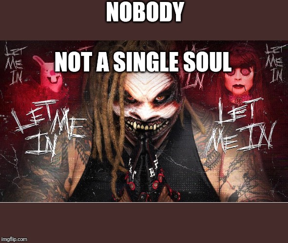 NOBODY; NOT A SINGLE SOUL | image tagged in wwe | made w/ Imgflip meme maker