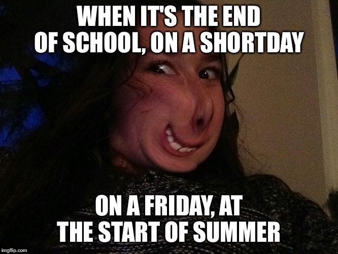 WHEN IT'S THE END OF SCHOOL, ON A SHORTDAY; ON A FRIDAY, AT THE START OF SUMMER | image tagged in school,finally | made w/ Imgflip meme maker