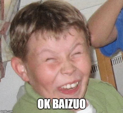 Sarcastic kid | OK BAIZUO | image tagged in sarcastic kid,white knight,ok boomer | made w/ Imgflip meme maker