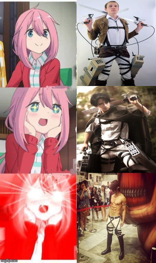 Levels of cosplay | image tagged in anime girl,attack on titan | made w/ Imgflip meme maker