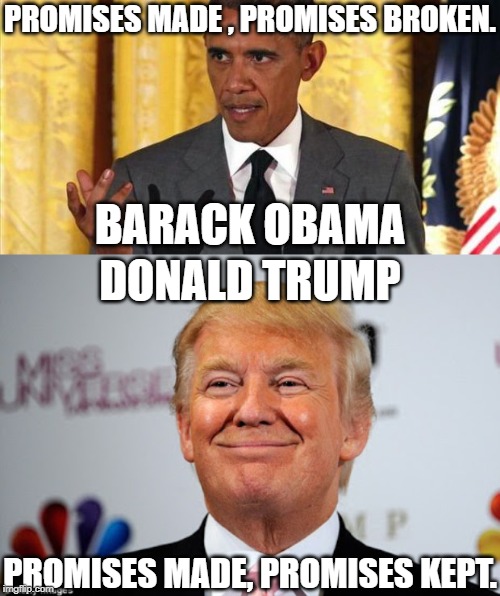 A Communist, An Illegal Immigrant and a Muslim walk into a bar. Bartender says Hello Mr President. | PROMISES MADE , PROMISES BROKEN. BARACK OBAMA; DONALD TRUMP; PROMISES MADE, PROMISES KEPT. | image tagged in barrack obama,donald trump approves | made w/ Imgflip meme maker