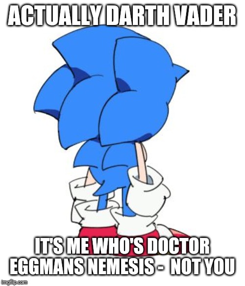 Classic Sonic | ACTUALLY DARTH VADER IT'S ME WHO'S DOCTOR EGGMANS NEMESIS -  NOT YOU | image tagged in classic sonic,memes | made w/ Imgflip meme maker