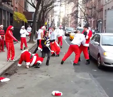 High Quality Fighting Santas Blank Meme Template