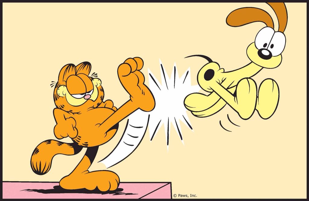 Garfield kicking odie Blank Meme Template