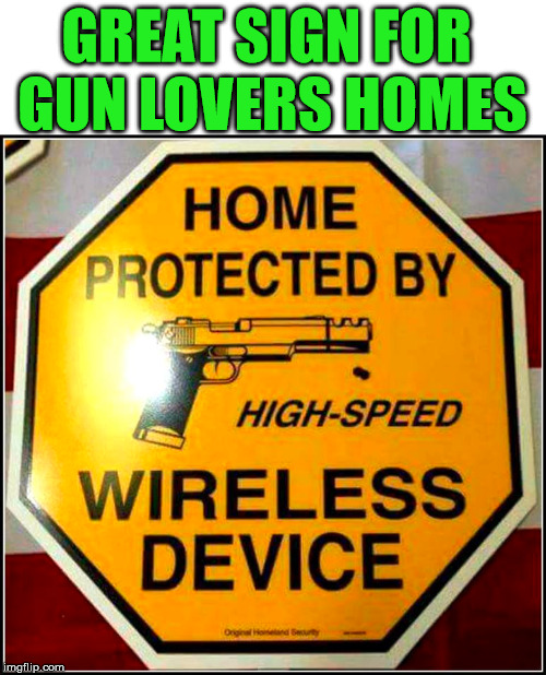 GREAT SIGN FOR 
GUN LOVERS HOMES | made w/ Imgflip meme maker