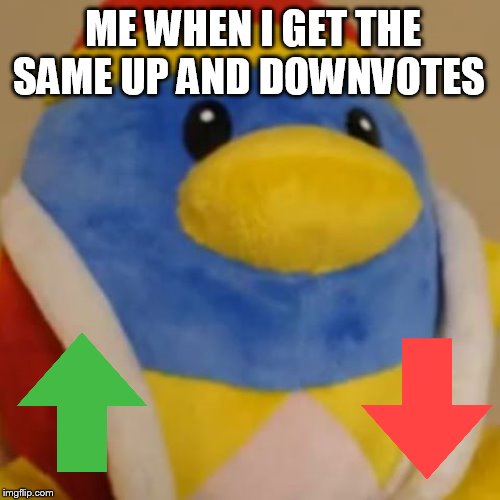 Handsome king dedede | ME WHEN I GET THE SAME UP AND DOWNVOTES | image tagged in memes | made w/ Imgflip meme maker