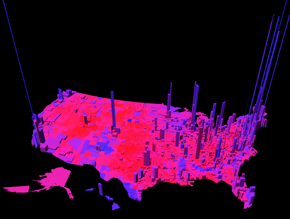 2016 Election by county and population density Blank Meme Template