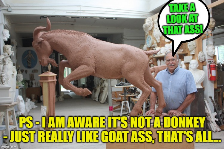 THIS GUY'S AN ASSMAN - EVEN WHEN IT COMES TO GOATS! | TAKE A LOOK AT THAT ASS! PS - I AM AWARE IT'S NOT A DONKEY - JUST REALLY LIKE GOAT ASS, THAT'S ALL... | image tagged in beastiality,ass,goat,old man | made w/ Imgflip meme maker