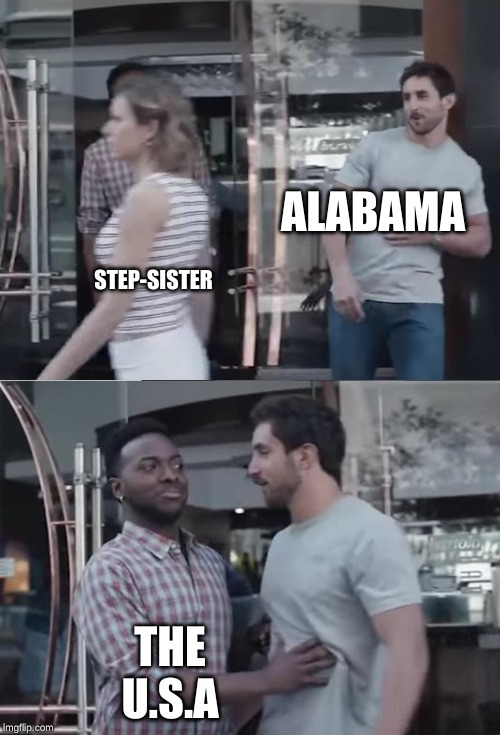Bro, Not Cool. | ALABAMA; STEP-SISTER; THE U.S.A | image tagged in bro not cool | made w/ Imgflip meme maker