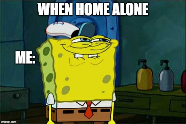 Don't You Squidward | WHEN HOME ALONE; ME: | image tagged in memes,dont you squidward | made w/ Imgflip meme maker