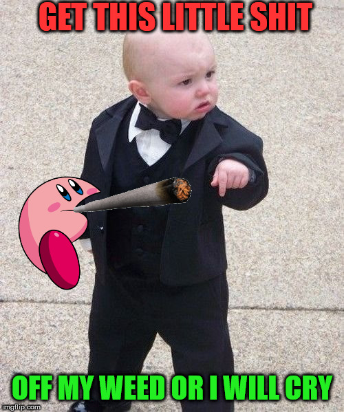 Baby Godfather | GET THIS LITTLE SHIT; OFF MY WEED OR I WILL CRY | image tagged in memes,baby godfather | made w/ Imgflip meme maker