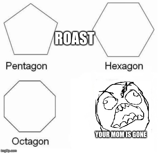 Pentagon Hexagon Octagon FUUUU | ROAST; YOUR MOM IS GONE | image tagged in pentagon hexagon octagon fuuuu | made w/ Imgflip meme maker