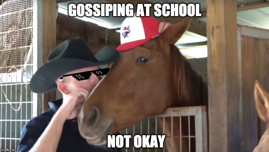 School Gossip | GOSSIPING AT SCHOOL; NOT OKAY | image tagged in school,gossip,work,workplace,not okay,school meme | made w/ Imgflip meme maker