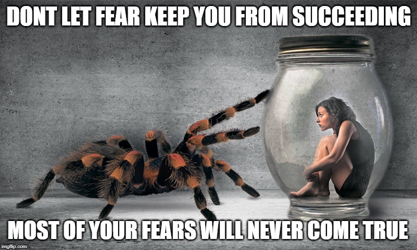 Fear | DONT LET FEAR KEEP YOU FROM SUCCEEDING; MOST OF YOUR FEARS WILL NEVER COME TRUE | image tagged in fear | made w/ Imgflip meme maker