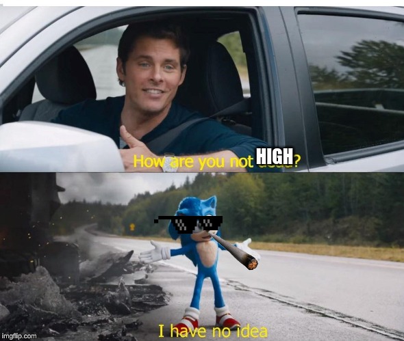 sonic how are you not dead | HIGH | image tagged in sonic how are you not dead | made w/ Imgflip meme maker