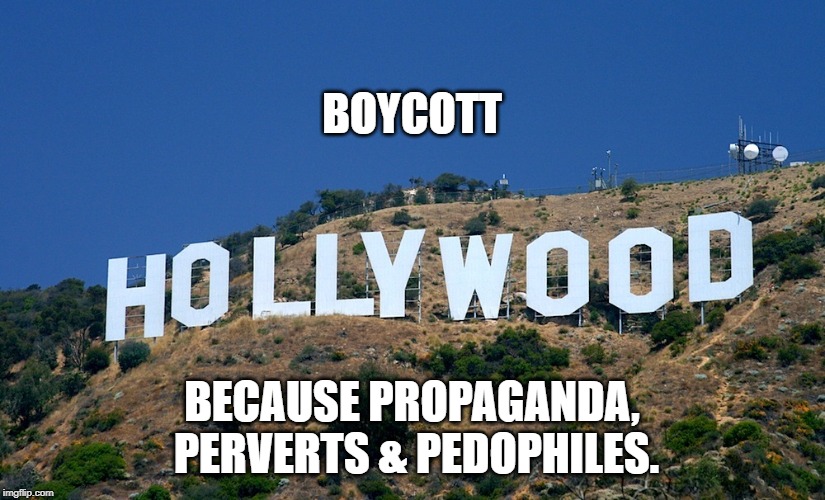 Boycott Hollywood | BOYCOTT; BECAUSE PROPAGANDA,  PERVERTS & PEDOPHILES. | image tagged in boycott hollywood | made w/ Imgflip meme maker