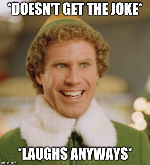 Buddy The Elf | *DOESN'T GET THE JOKE*; *LAUGHS ANYWAYS* | image tagged in memes,buddy the elf | made w/ Imgflip meme maker