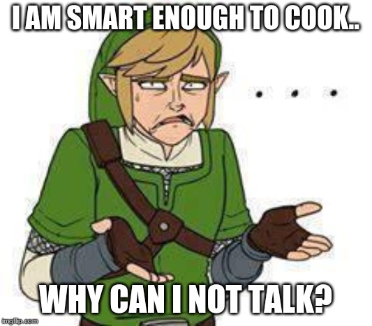 Link | I AM SMART ENOUGH TO COOK.. WHY CAN I NOT TALK? | image tagged in link | made w/ Imgflip meme maker