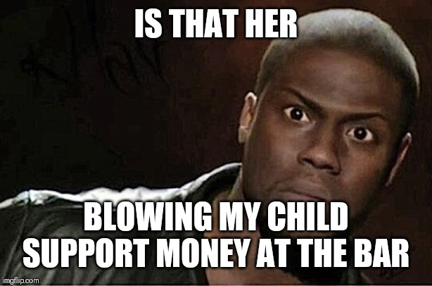 Jroc113 | IS THAT HER; BLOWING MY CHILD SUPPORT MONEY AT THE BAR | image tagged in memes,kevin hart | made w/ Imgflip meme maker