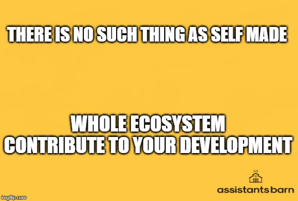 THERE IS NO SUCH THING AS SELF MADE; WHOLE ECOSYSTEM CONTRIBUTE TO YOUR DEVELOPMENT | image tagged in brace yourselves x is coming | made w/ Imgflip meme maker