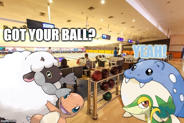 When Sphere Pokemon go bowling be like | GOT YOUR BALL? YEAH! | image tagged in pokemon sword and shield | made w/ Imgflip meme maker
