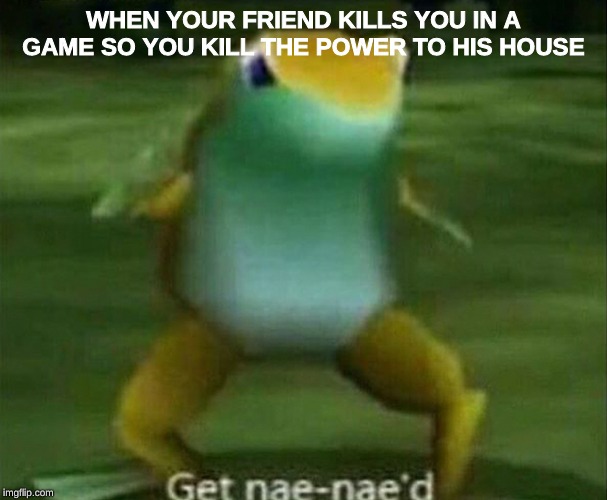 Get nae-nae'd | WHEN YOUR FRIEND KILLS YOU IN A GAME SO YOU KILL THE POWER TO HIS HOUSE | image tagged in get nae-nae'd | made w/ Imgflip meme maker