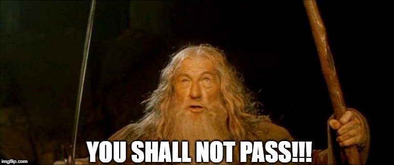 gandalf you shall not pass | YOU SHALL NOT PASS!!! | image tagged in gandalf you shall not pass | made w/ Imgflip meme maker