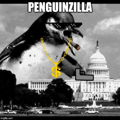 Penguins ate the Capitals | PENGUINZILLA | image tagged in penguins ate the capitals | made w/ Imgflip meme maker