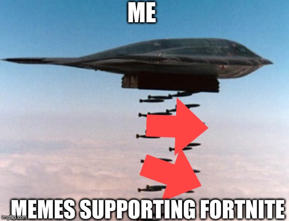 stealth bomber | ME; MEMES SUPPORTING FORTNITE | image tagged in stealth bomber | made w/ Imgflip meme maker