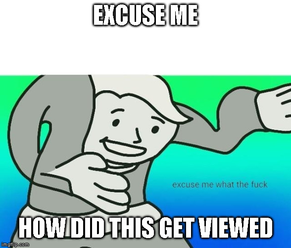 Excuse me, what the fuck | EXCUSE ME HOW DID THIS GET VIEWED | image tagged in excuse me what the fuck | made w/ Imgflip meme maker