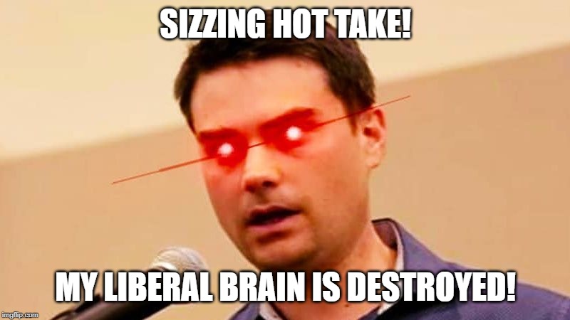 When they double down on their goddamn right to freely use insults and this is America goddammit. | SIZZING HOT TAKE! MY LIBERAL BRAIN IS DESTROYED! | image tagged in ben shapiro destroys liberals,respect,disrespect,insults,insult,homophobia | made w/ Imgflip meme maker