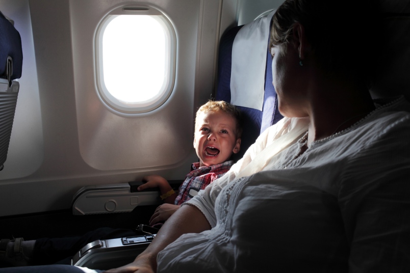 High Quality Screaming kid on airplane Blank Meme Template