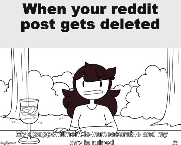 Jaiden Animations Disappointment | When your reddit post gets deleted | image tagged in jaiden animations disappointment | made w/ Imgflip meme maker