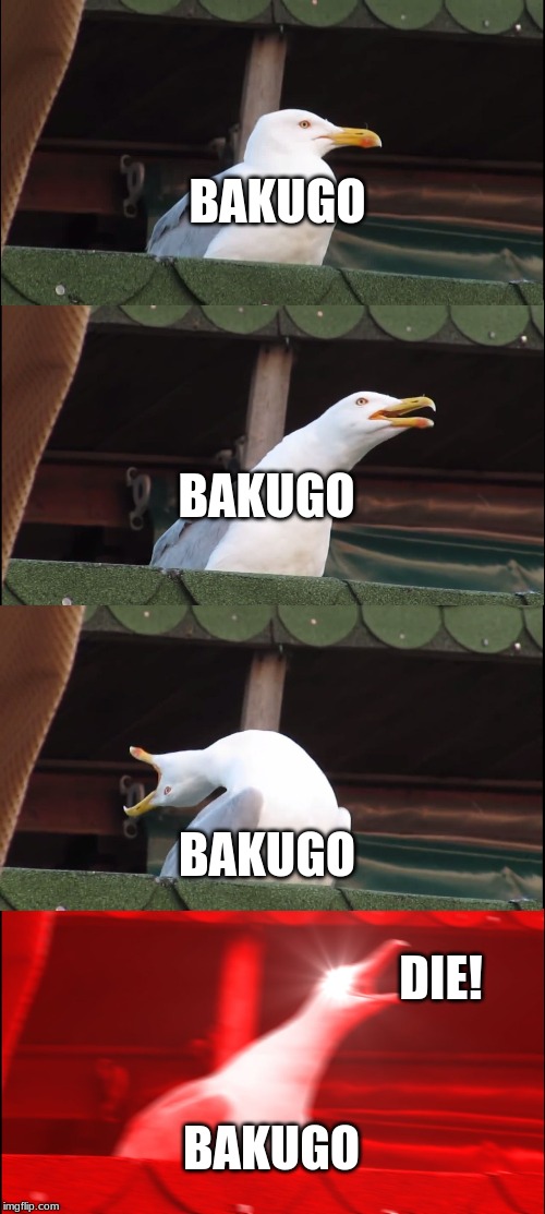 Inhaling Seagull Meme | BAKUGO; BAKUGO; BAKUGO; DIE! BAKUGO | image tagged in memes,inhaling seagull | made w/ Imgflip meme maker