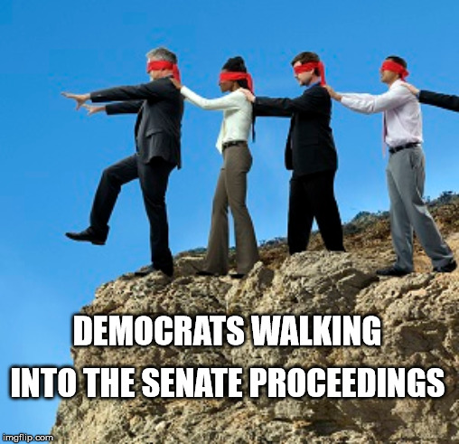 impeachment | DEMOCRATS WALKING; INTO THE SENATE PROCEEDINGS | image tagged in impeachment | made w/ Imgflip meme maker