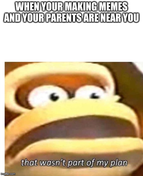 That wasn't part of my plan | WHEN YOUR MAKING MEMES AND YOUR PARENTS ARE NEAR YOU | image tagged in that wasn't part of my plan,memes | made w/ Imgflip meme maker