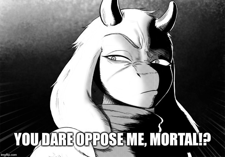 Toriel Death Stare | YOU DARE OPPOSE ME, MORTAL!? | image tagged in toriel death stare | made w/ Imgflip meme maker