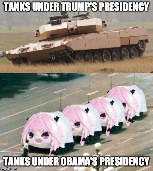 TANKS UNDER TRUMP'S PRESIDENCY TANKS UNDER OBAMA'S PRESIDENCY | image tagged in challenger tank | made w/ Imgflip meme maker