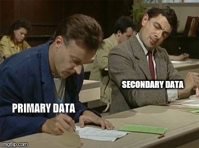 Mr bean copying | SECONDARY DATA; PRIMARY DATA | image tagged in mr bean copying | made w/ Imgflip meme maker